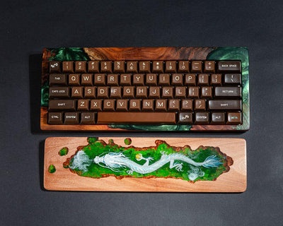 Green Resin and Wood Keyboard Case