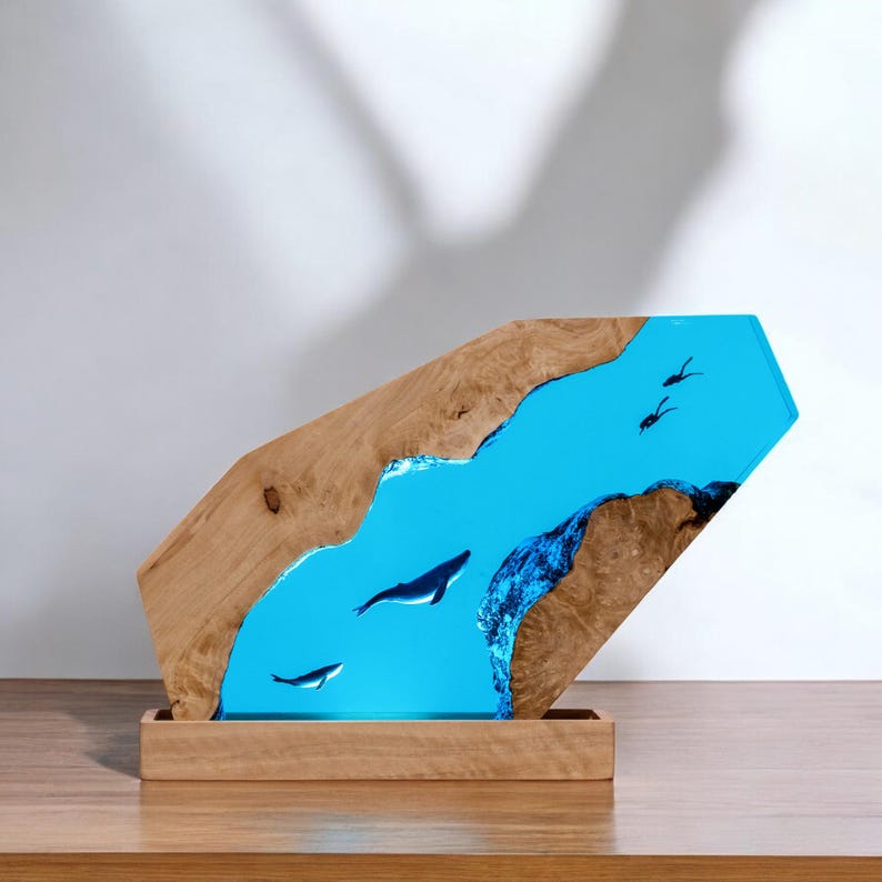 Whale Resin Epoxy Lamp, Night Light