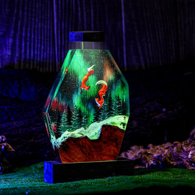 Fox in Aurora Borealis Night Lamp Ver 2