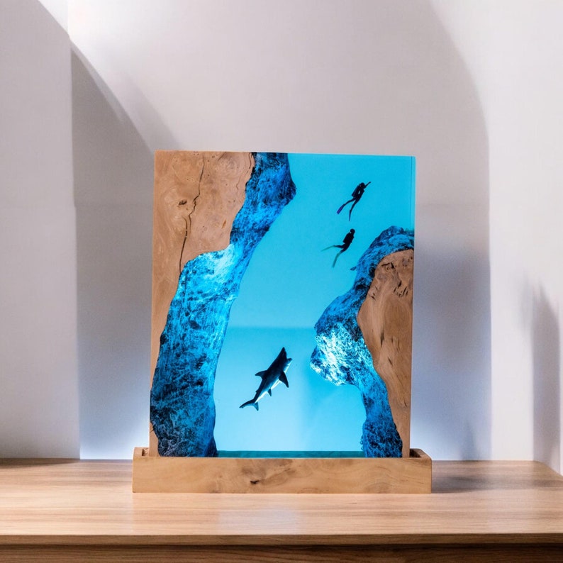 Shark Resin Epoxy Lamp, Night Light