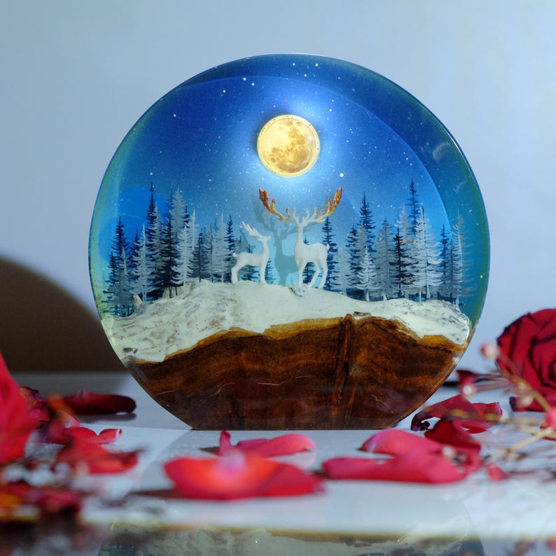 Rein Deer Christmas Resin Lamp