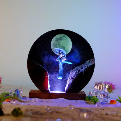 Woman Witch Resin Lamp