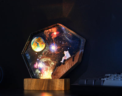 The EARTH and Astronaut Epoxy Lamp