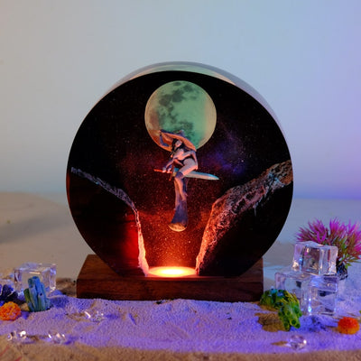 Woman Witch Resin Lamp