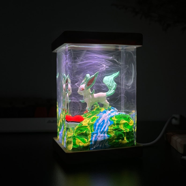 Leafeon Pokemon Resin Epoxy Lamp, Night Light