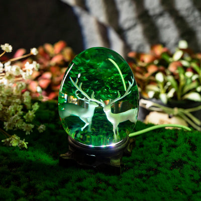 Deer and Landscape Resin Lamp Egg