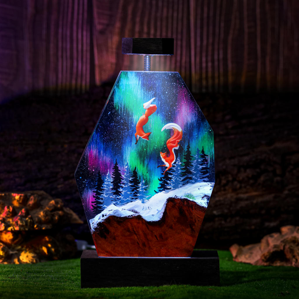 Fox in Aurora Borealis Night Lamp Ver 2