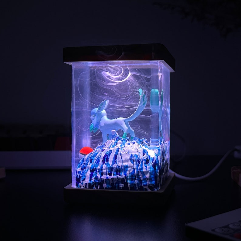 Glaceon Pokemon Resin Epoxy Lamp, Night Light