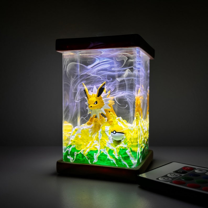 Jolteon Pokemon Resin Epoxy Lamp, Night Light