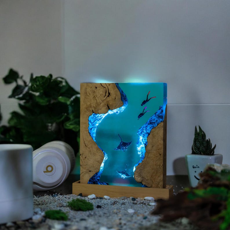 Ray Resin Epoxy Lamp, Night Light