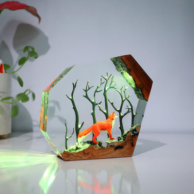 Fox in Forest Night Light