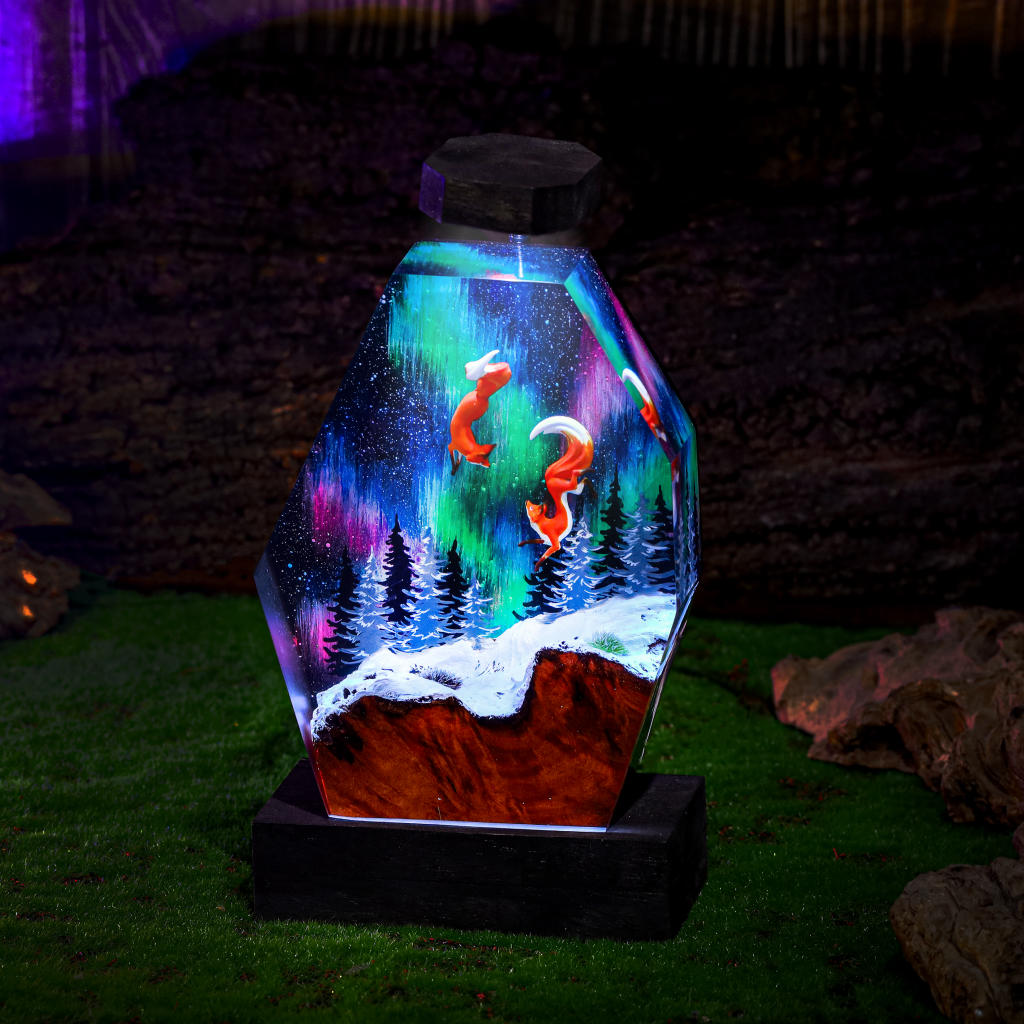 Fox in Aurora Borealis Night Lamp Ver 2