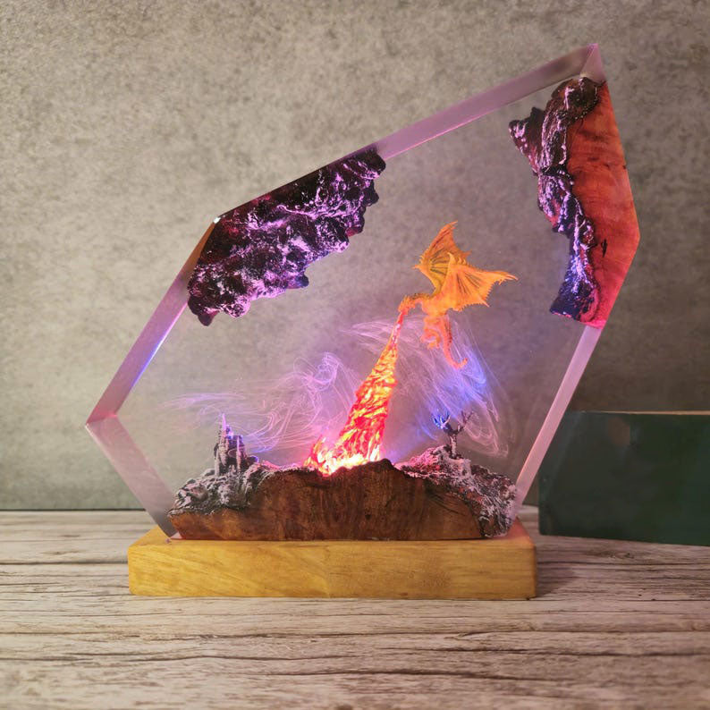 Fire Breath Dragon Resin Lamp 2