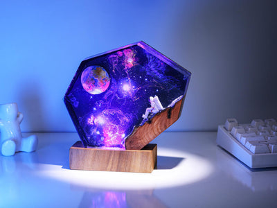 The EARTH and Astronaut Epoxy Lamp