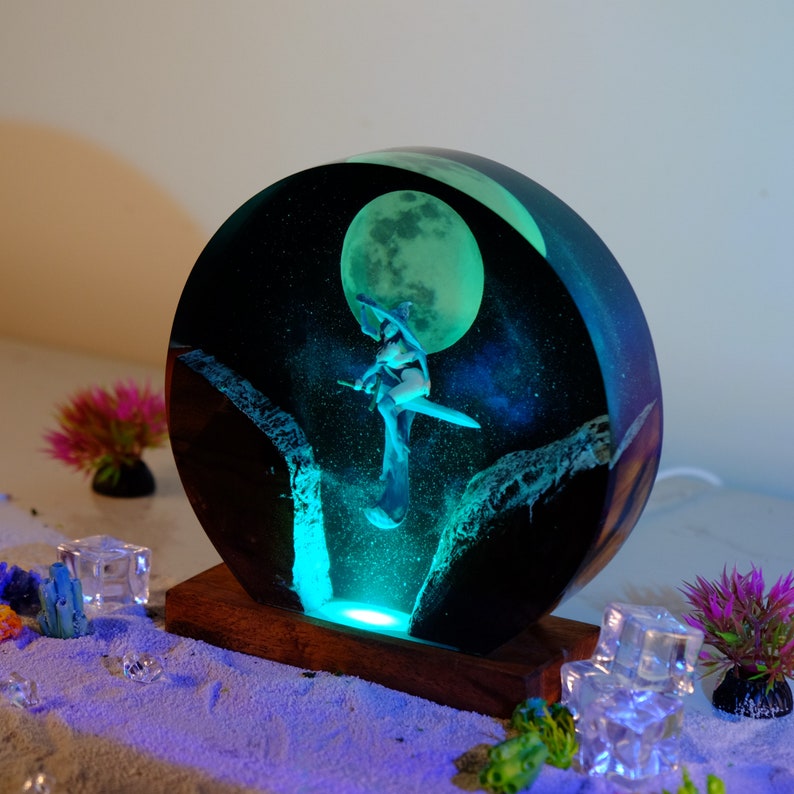 Woman Witch Resin Lamp