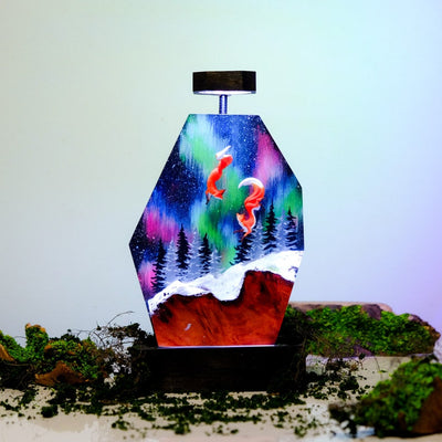Milky Way night Fox Resin Lamp