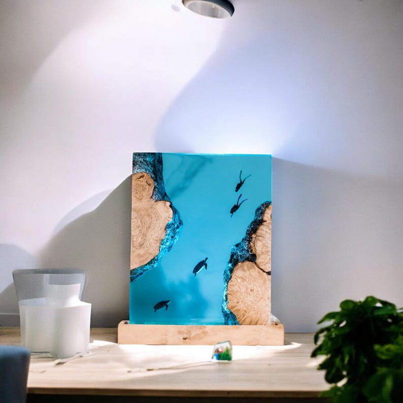 Turtle Resin Epoxy Lamp, Night Light