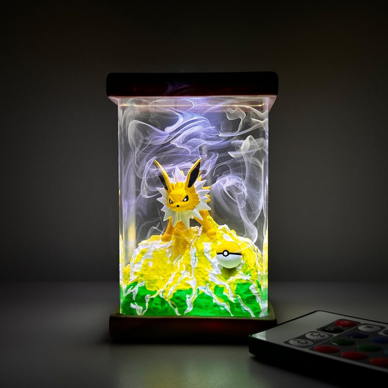 Jolteon Pokemon Resin Epoxy Lamp, Night Light