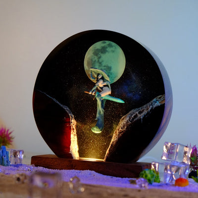 Woman Witch Resin Lamp