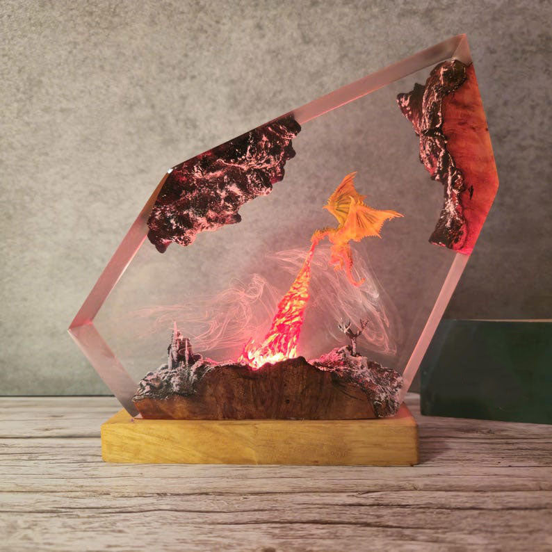 Fire Breath Dragon Resin Lamp 2