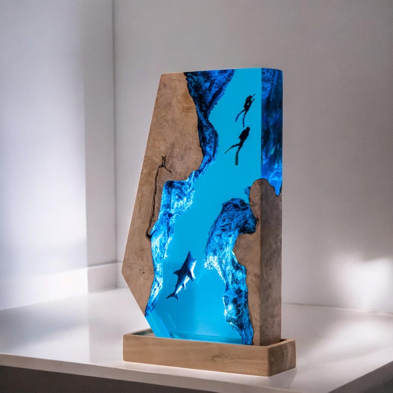 Shark Resin Epoxy Lamp, Night Light