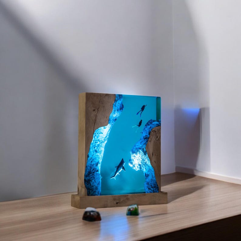 Shark Resin Epoxy Lamp, Night Light