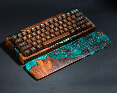 Green Resin and Wood Keyboard Case