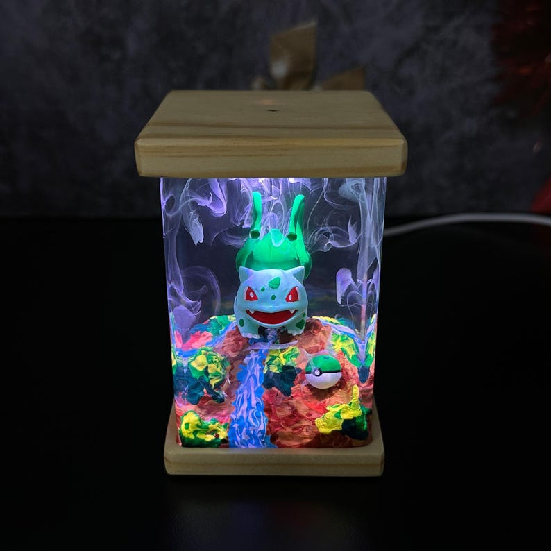 Bulbasaur Pokemon Resin Epoxy Lamp, Night Light