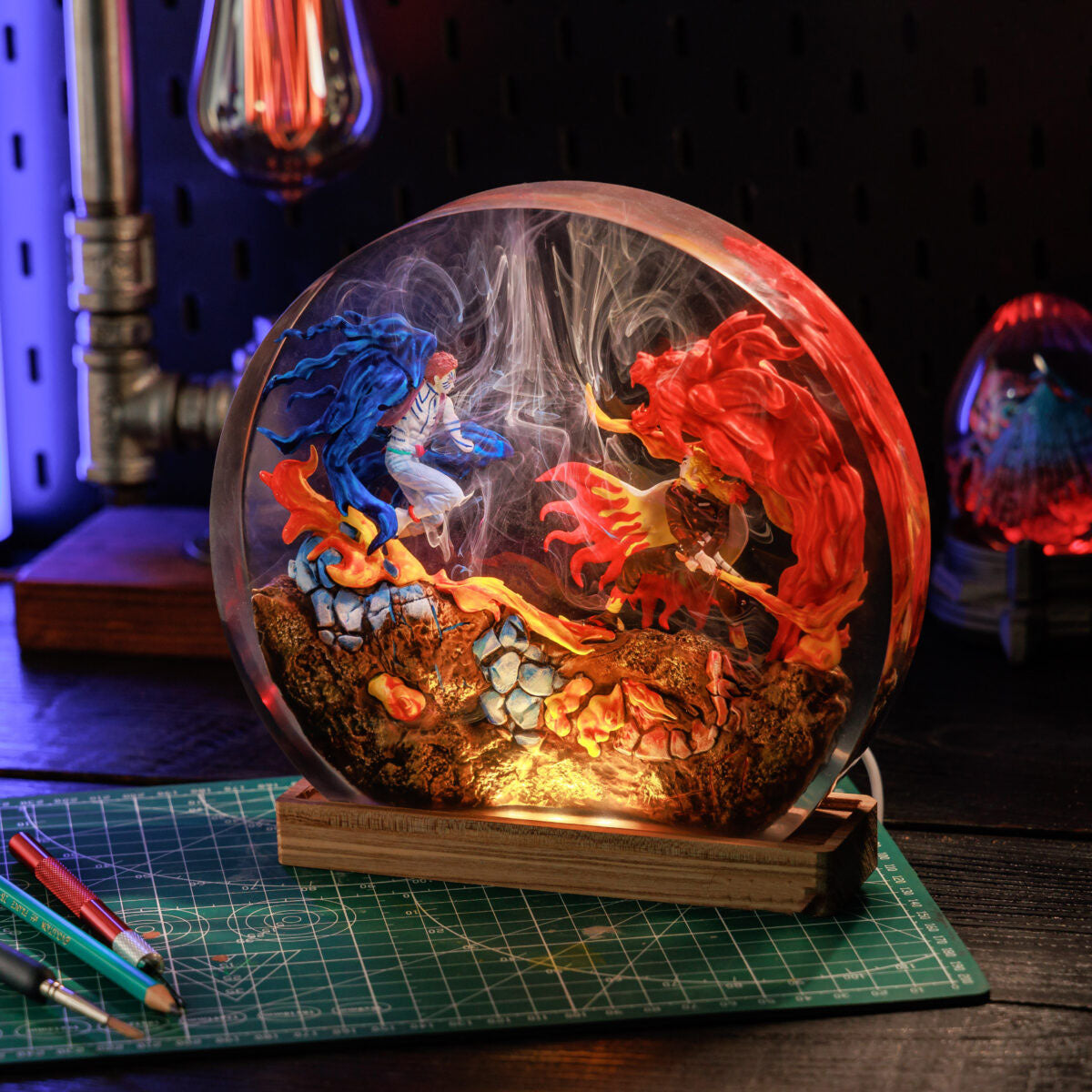 Rengoku vs Akaza Epoxy Resin Lamp
