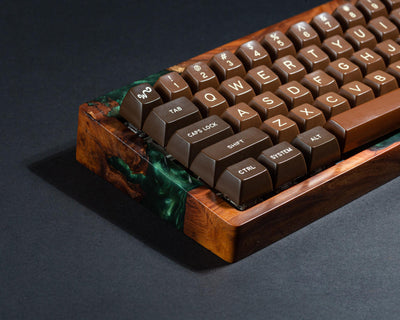 Green Resin and Wood Keyboard Case