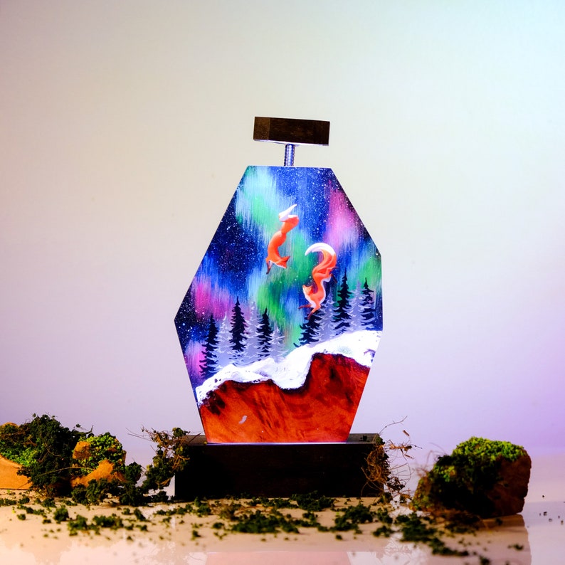 Milky Way night Fox Resin Lamp