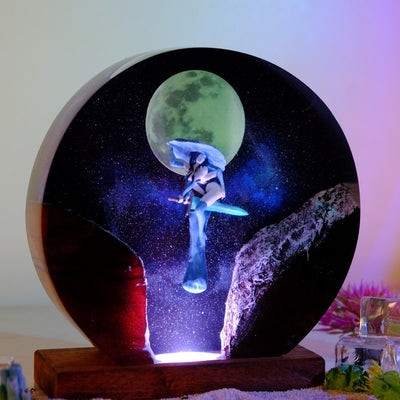 Woman Witch Resin Lamp