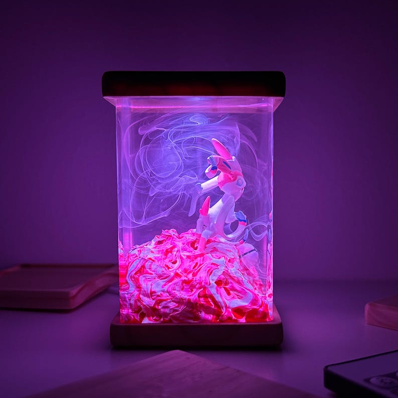 Sylveon Pokemon Resin Epoxy Lamp, Night Light