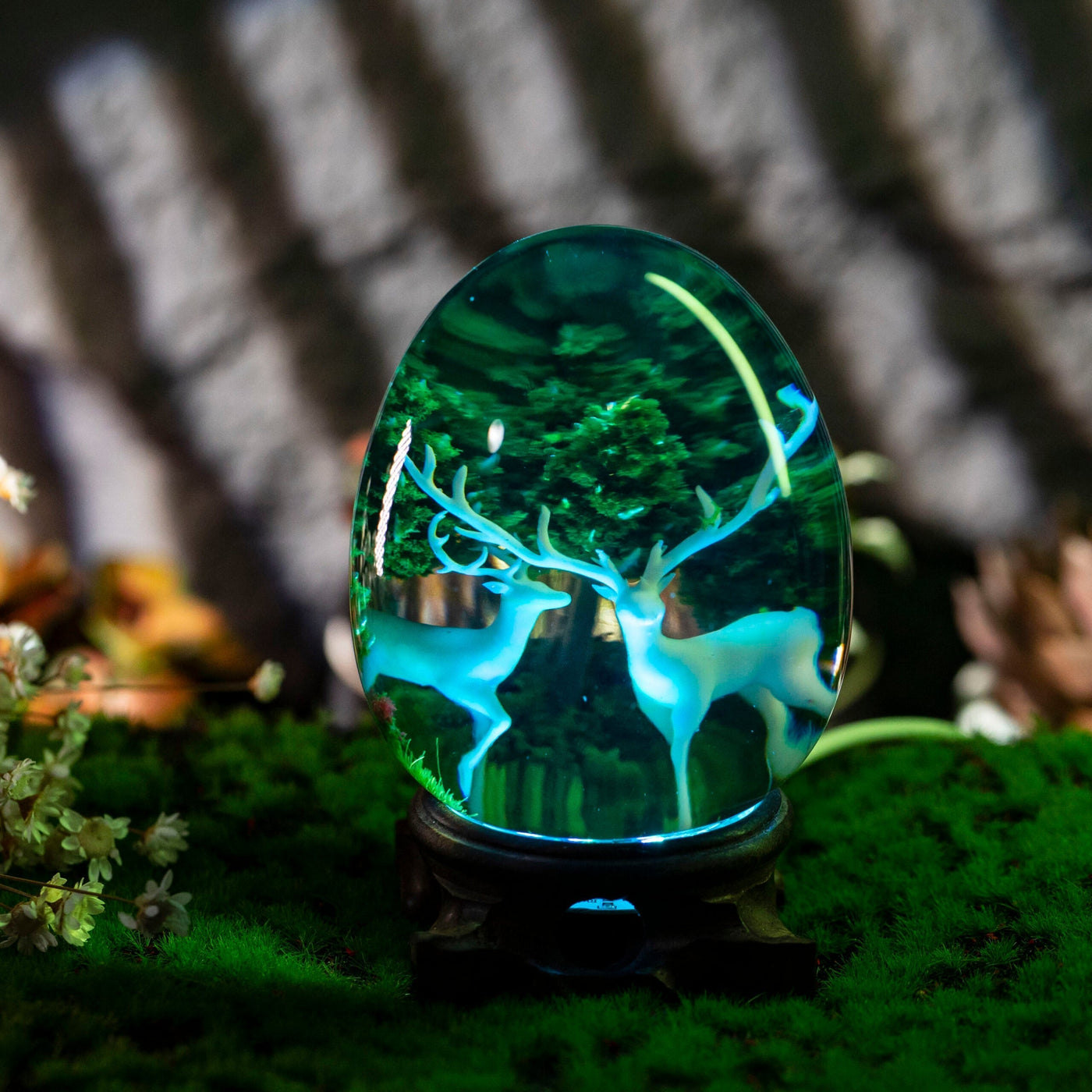 Deer and Landscape Resin Lamp Egg