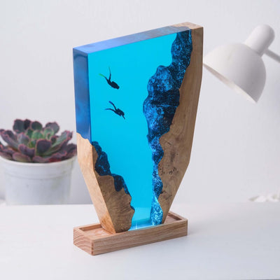 Scuba Diver Resin Epoxy Lamp