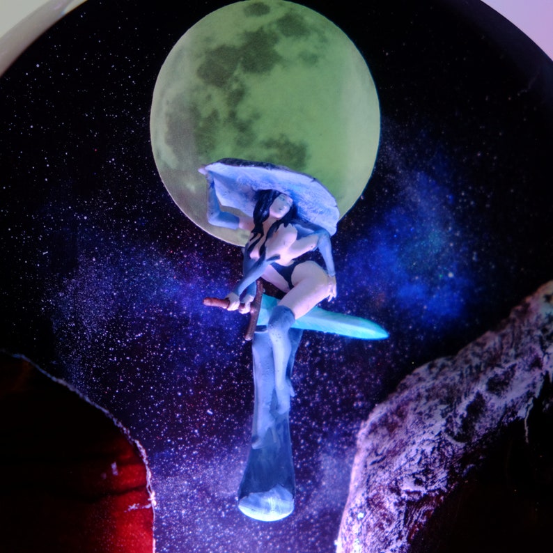 Woman Witch Resin Lamp