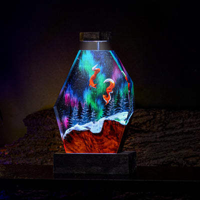 Fox in Aurora Borealis Night Lamp Ver 2