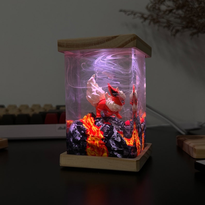 Flareon Pokemon Resin Epoxy Lamp, Night Light