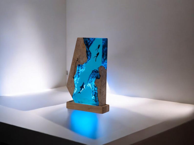 Shark Resin Epoxy Lamp, Night Light