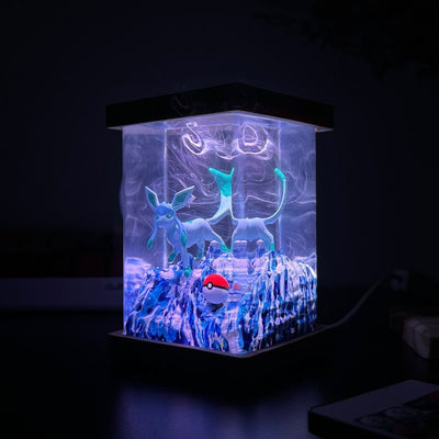 Glaceon Pokemon Resin Epoxy Lamp, Night Light