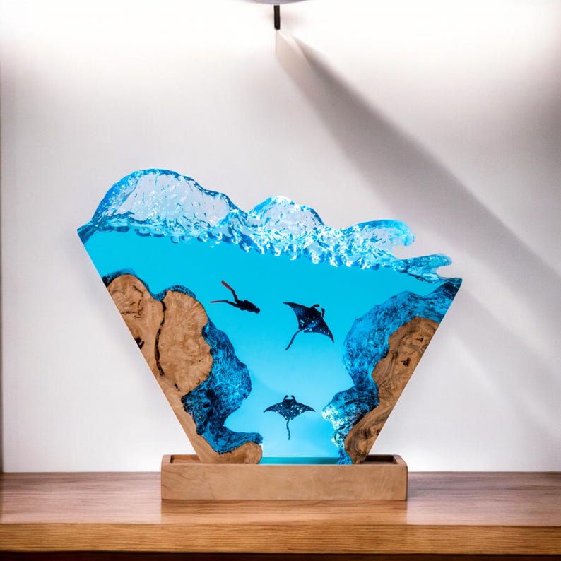 Scuba diver Resin Epoxy Lamp, Night Light