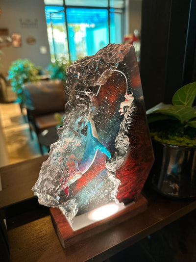 Whale Galaxy River Resin Lamp