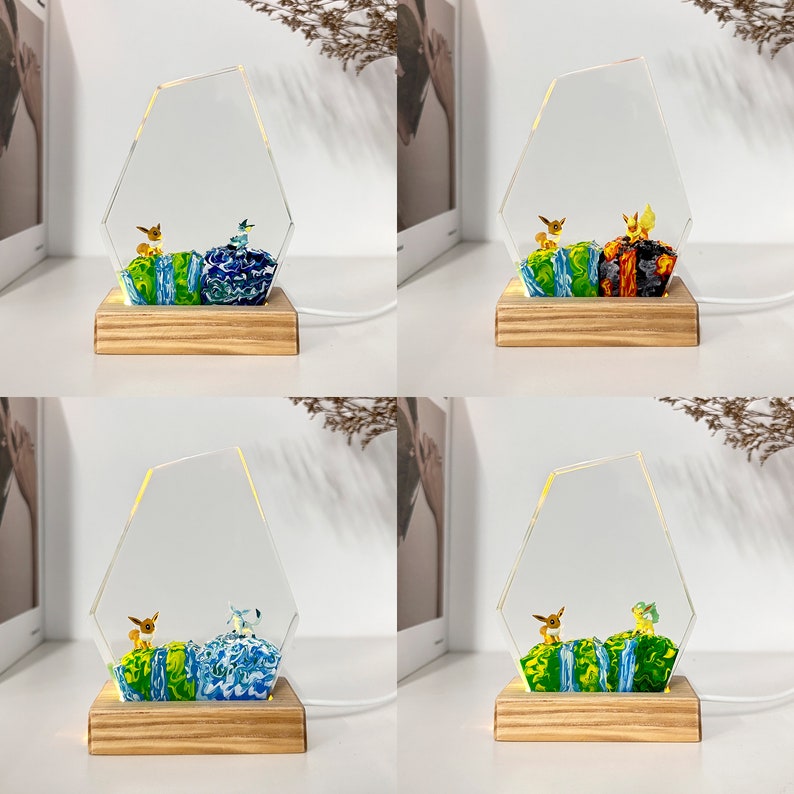 Eevee to Espeon Evolution Pokemon Resin Epoxy Lamp Night Light