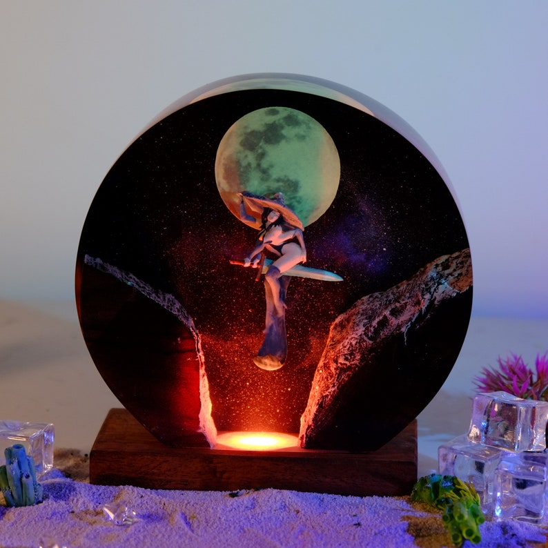 Woman Witch Resin Lamp