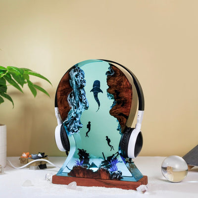 Fire and Ice Dragon Headphone Stand Resin Lamp