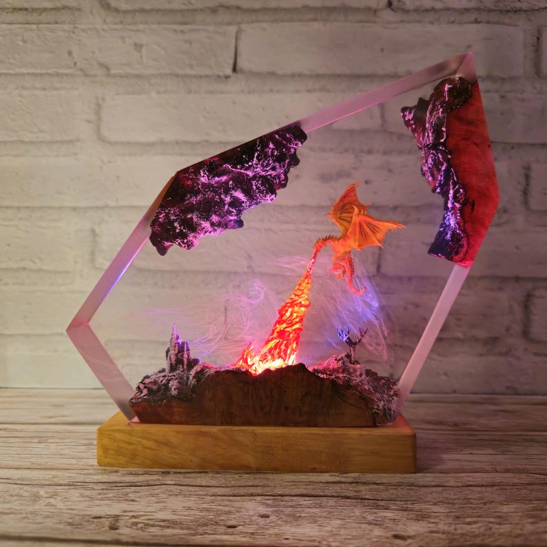 Fire Breath Dragon Resin Lamp 2