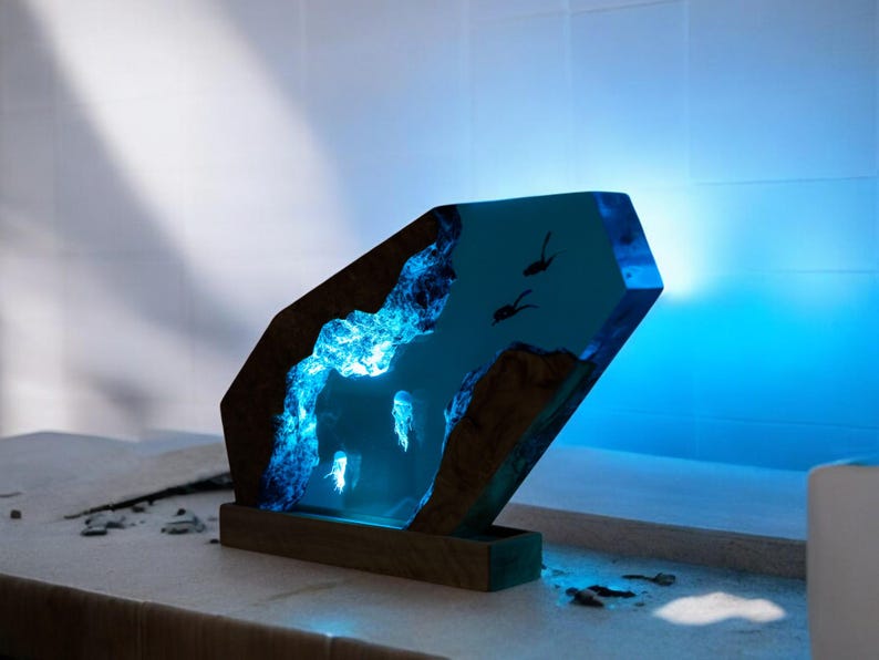 Jellyfish Resin Epoxy Lamp, Night Light