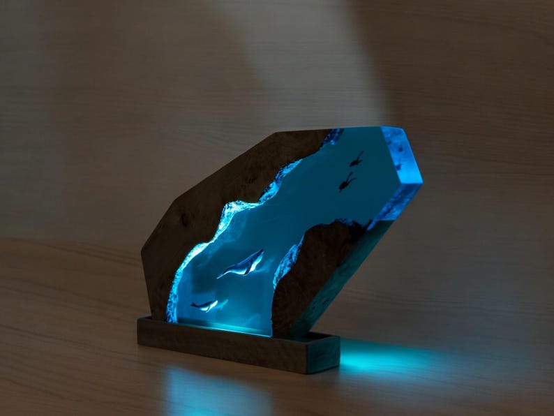 Whale Resin Epoxy Lamp, Night Light