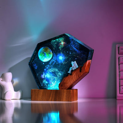 The EARTH and Astronaut Epoxy Lamp