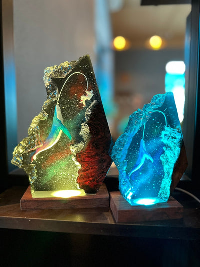 Whale Galaxy River Resin Lamp